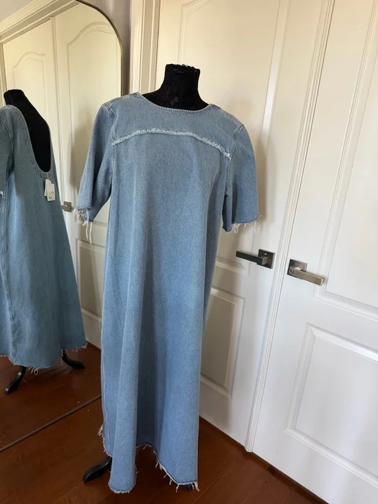 Ganni Light Blue Denim Backless Midi Dress - Picture 5 of 5